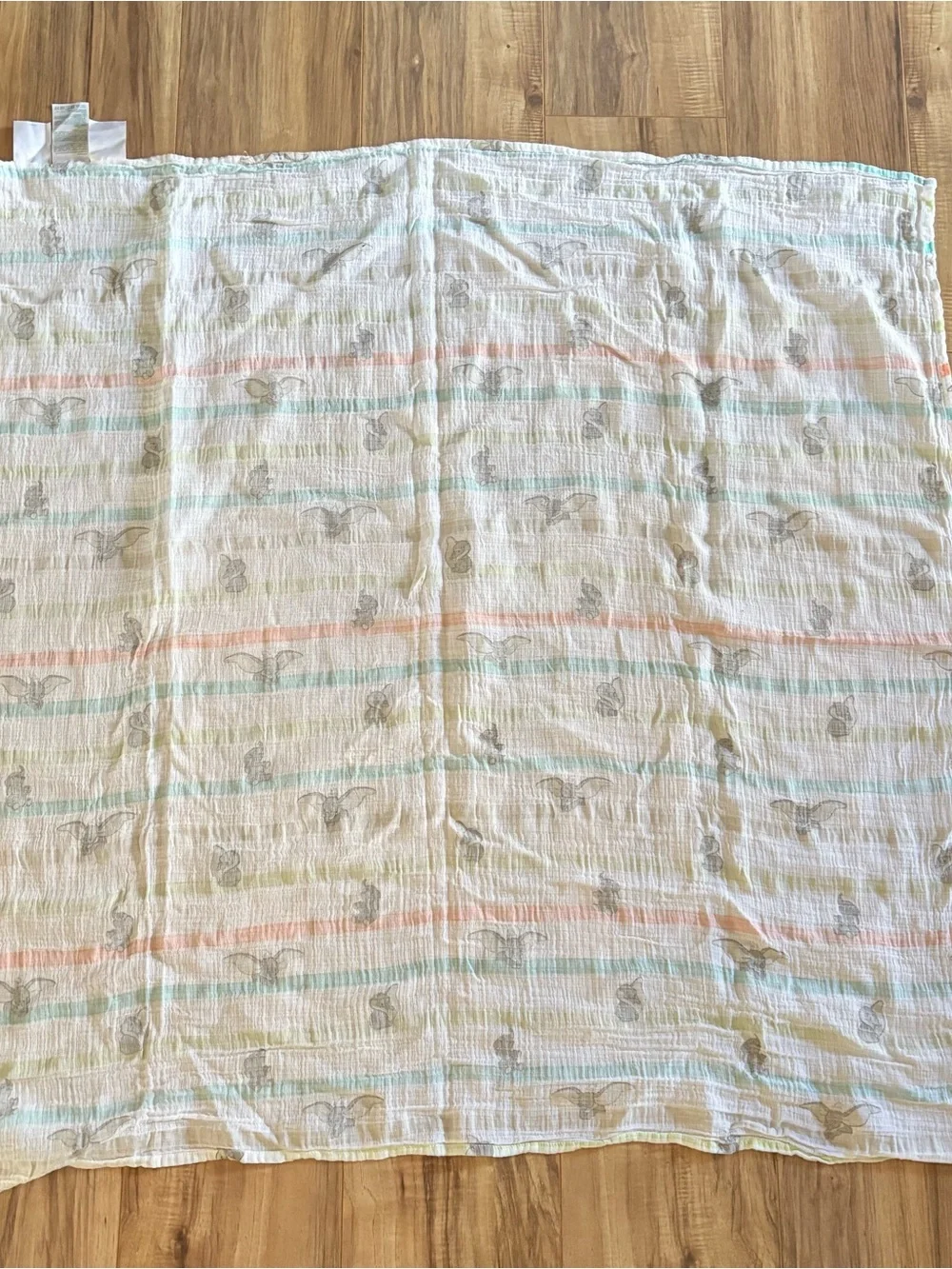 Aden &‎ Anais Baby Disney Dumbo Muslin Swaddle Blanket Elephant Stripes 45”x43”